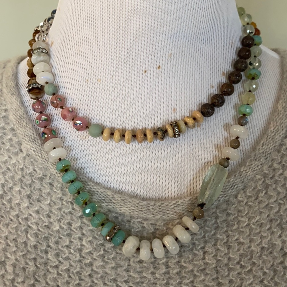 Multi-Colored Mixed Beaded & Stone Necklace - image 2